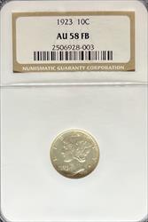 1923 Mercury Dime AU58FB NGC