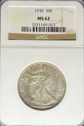 1935 Walking Liberty Half Dollar MS62 NGC
