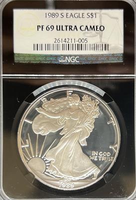 1989-S Silver Eagle PF69UCAM NGC Black Core