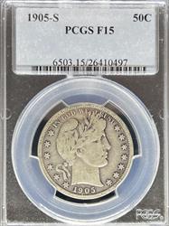 1905-S Barber Half Dollar F15 PCGS