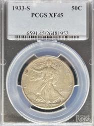 1933-S Walking Liberty Half Dollar XF45 PCGS