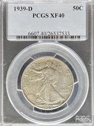 1939-D Walking Liberty Half Dollar XF40 PCGS