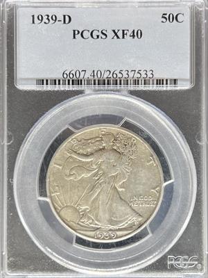 1939-D Walking Liberty Half Dollar XF40 PCGS