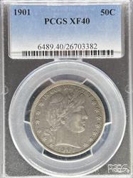 1901 Barber Half Dollar XF40 PCGS