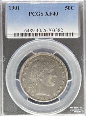 1901 Barber Half Dollar XF40 PCGS