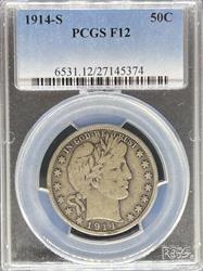 1914-S Barber Half Dollar F12 PCGS
