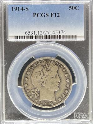 1914-S Barber Half Dollar F12 PCGS