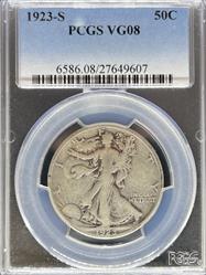 1923-S Walking Liberty Half Dollar VG8 PCGS