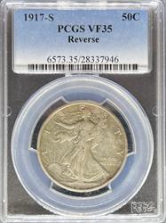 1917-S Walking Liberty Half Dollar VF35 PCGS Reverse