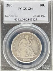 1880 Liberty Seated Half Dollar G6 PCGS