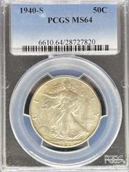 1940-S Walking Liberty Half Dollar MS64 PCGS