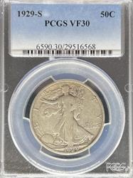 1929-S Walking Liberty Half Dollar VF30 PCGS
