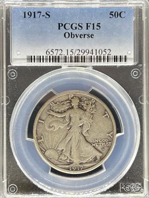 1917-S Walking Liberty Half Dollar F15 PCGS Obverse