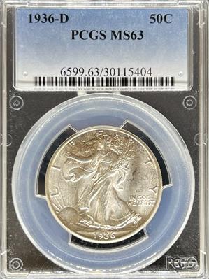 1936-D Walking Liberty Half Dollar MS63 PCGS