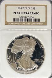1994 Silver Eagle PF69UCAM NGC