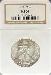 1945-D Walking Liberty Half Dollar MS64 NGC