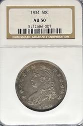 1834 Capped Bust Half Dollar AU50 NGC