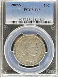 1909-S Barber Half Dollar F15 PCGS