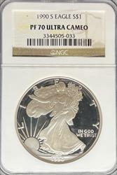 1990-S Silver Eagle PF70UCAM NGC