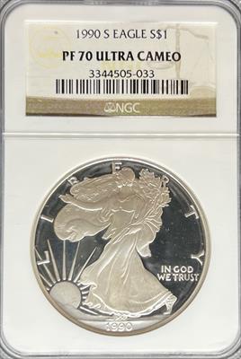 1990-S Silver Eagle PF70UCAM NGC