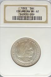 1893 50C Columbian MS62 NGC