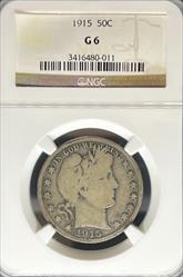 1915 Barber Half Dollar G6 NGC
