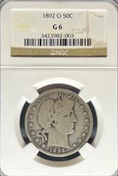 1892-O Barber Half Dollar G6 NGC