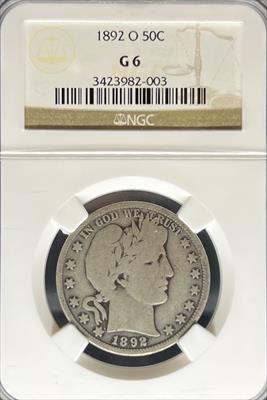 1892-O Barber Half Dollar G6 NGC