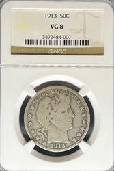 1913 Barber Half Dollar VG8 NGC