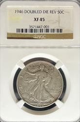 1946 DDR Walking Liberty Half Dollar XF45 NGC