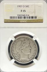 1907-O Barber Half Dollar F15 NGC