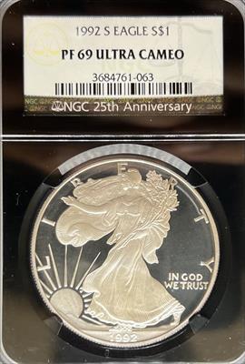 1992-S Silver Eagle PF69UCAM NGC Black Core