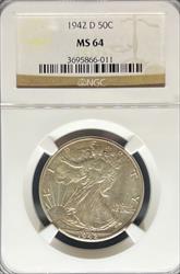 1942-D Walking Liberty Half Dollar MS64 NGC