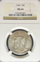 1940 Walking Liberty Half Dollar MS64 NGC
