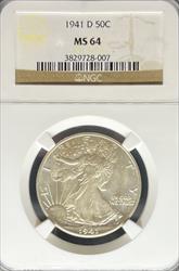 1941-D Walking Liberty Half Dollar MS64 NGC