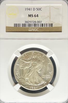 1941-D Walking Liberty Half Dollar MS64 NGC