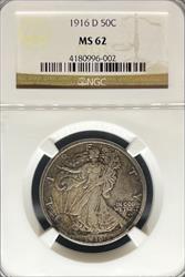 1916-D Walking Liberty Half Dollar MS62 NGC