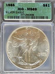 1986 Silver Eagle MS69 ICG