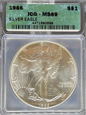 1986 Silver Eagle MS69 ICG