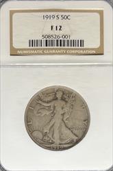 1919-S Walking Liberty Half Dollar F12 NGC
