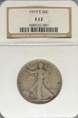 1919-S Walking Liberty Half Dollar F12 NGC