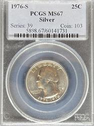 1976-S Silver Washington Quarter MS67 PCGS