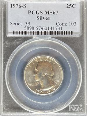 1976-S Silver Washington Quarter MS67 PCGS
