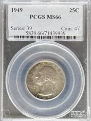 1949 Washington quarter MS66 PCGS