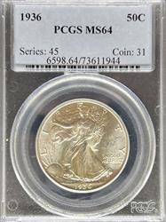 1936 Walking Liberty Half Dollar MS64 PCGS