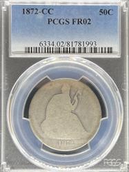 1872-CC Liberty Seated half Dollar F2 PCGS