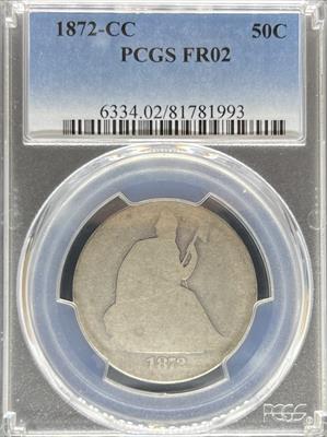 1872-CC Liberty Seated half Dollar F2 PCGS