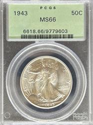 1943 Walking Liberty Half Dollar MS66 PCGS OGH