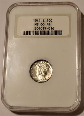 1941 S Mercury Dime MS66 FB NGC OH Toning