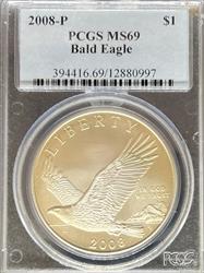 2008 $1 Bald Eagle MS69 PCGS